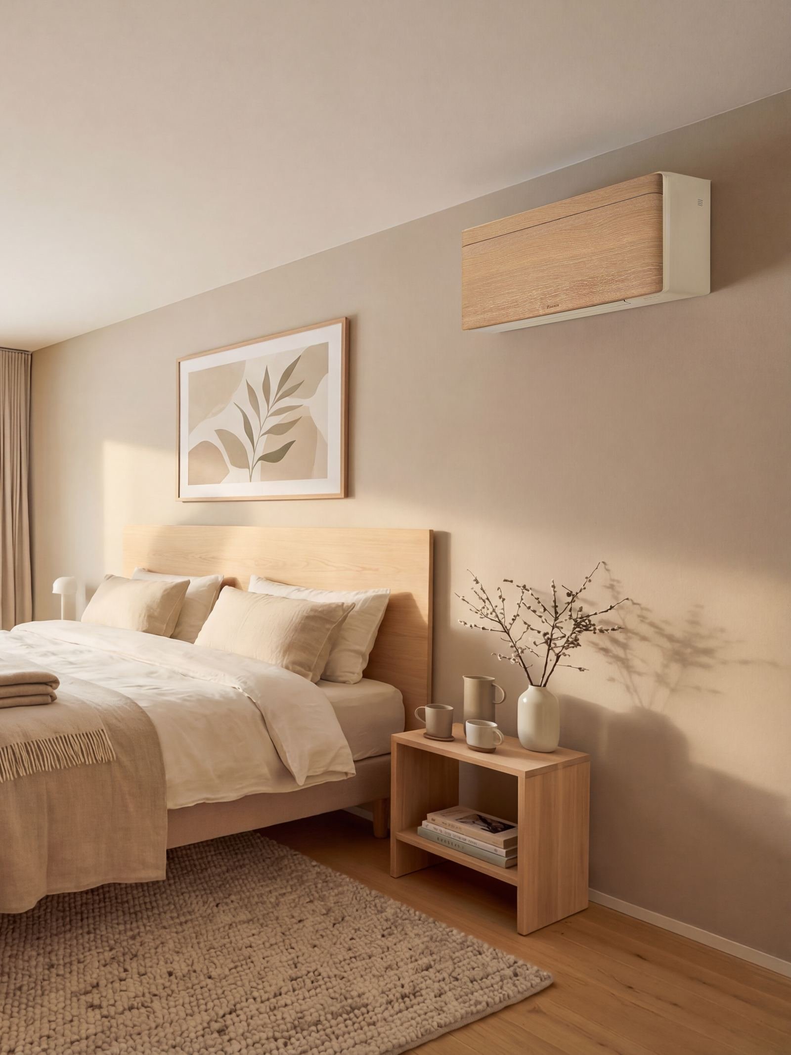 Daikin Stylish airco met houtlook-afwerking in de slaapkamer